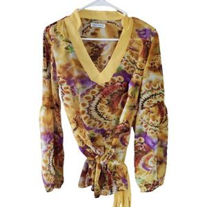 Woman's Long Sleeve Yellow Blouse Size Small